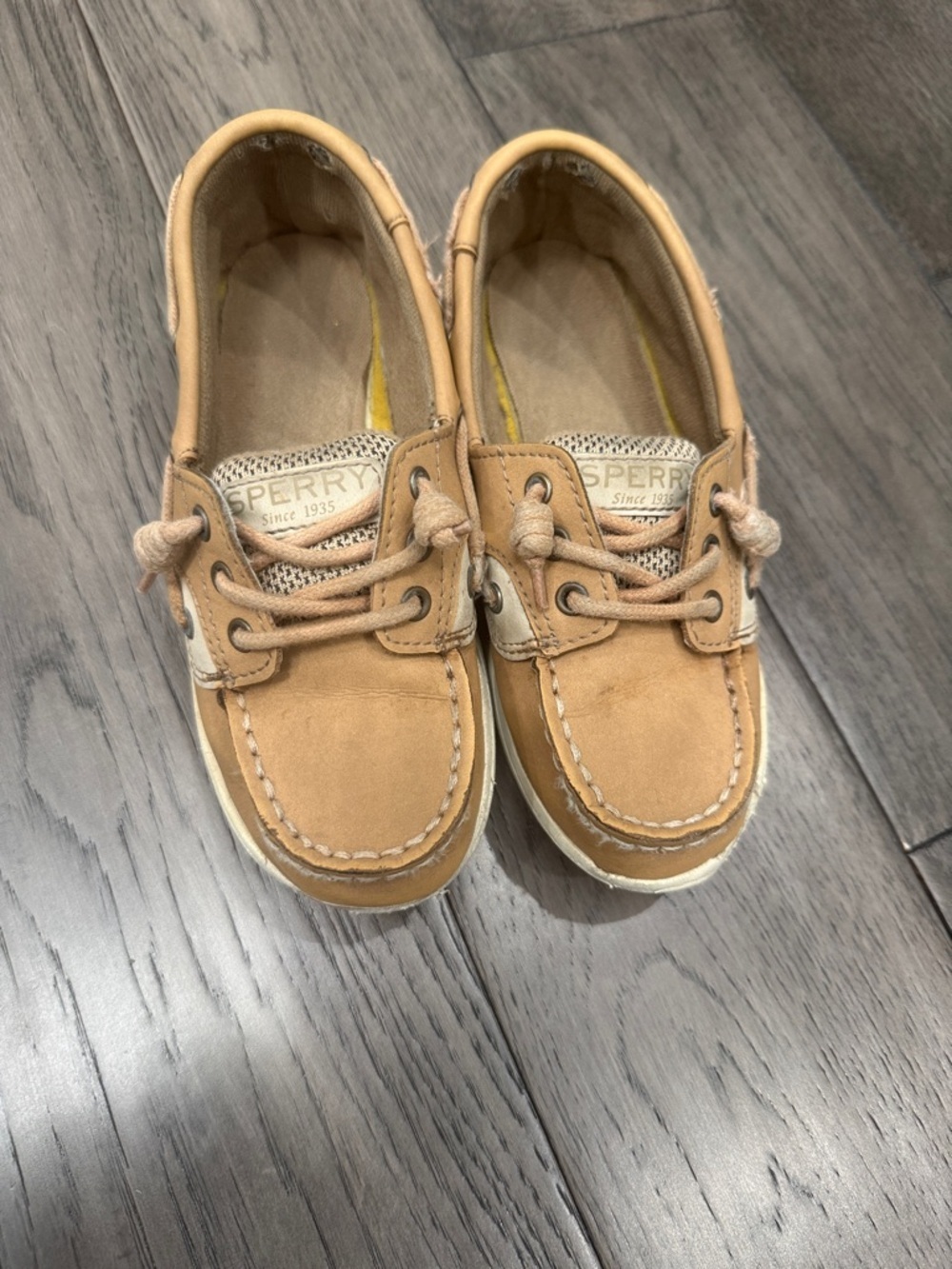 Sperry Kids Moccasin Boat Shoes in Tan